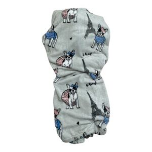 Crest Mills French Bulldog Eiffel Tower Paris Plush Blanket NWT